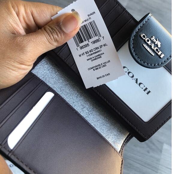 Coach Medium Corner Zip Wallet With Heart Print Brown Multi Color - Picture 3 of 5